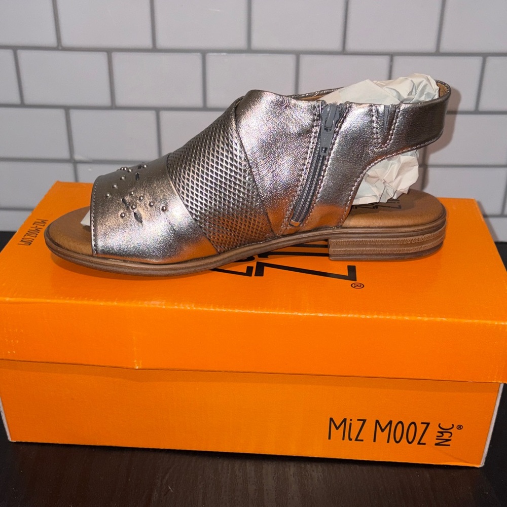 Miz Mooz Shimmering Silver Sandals
